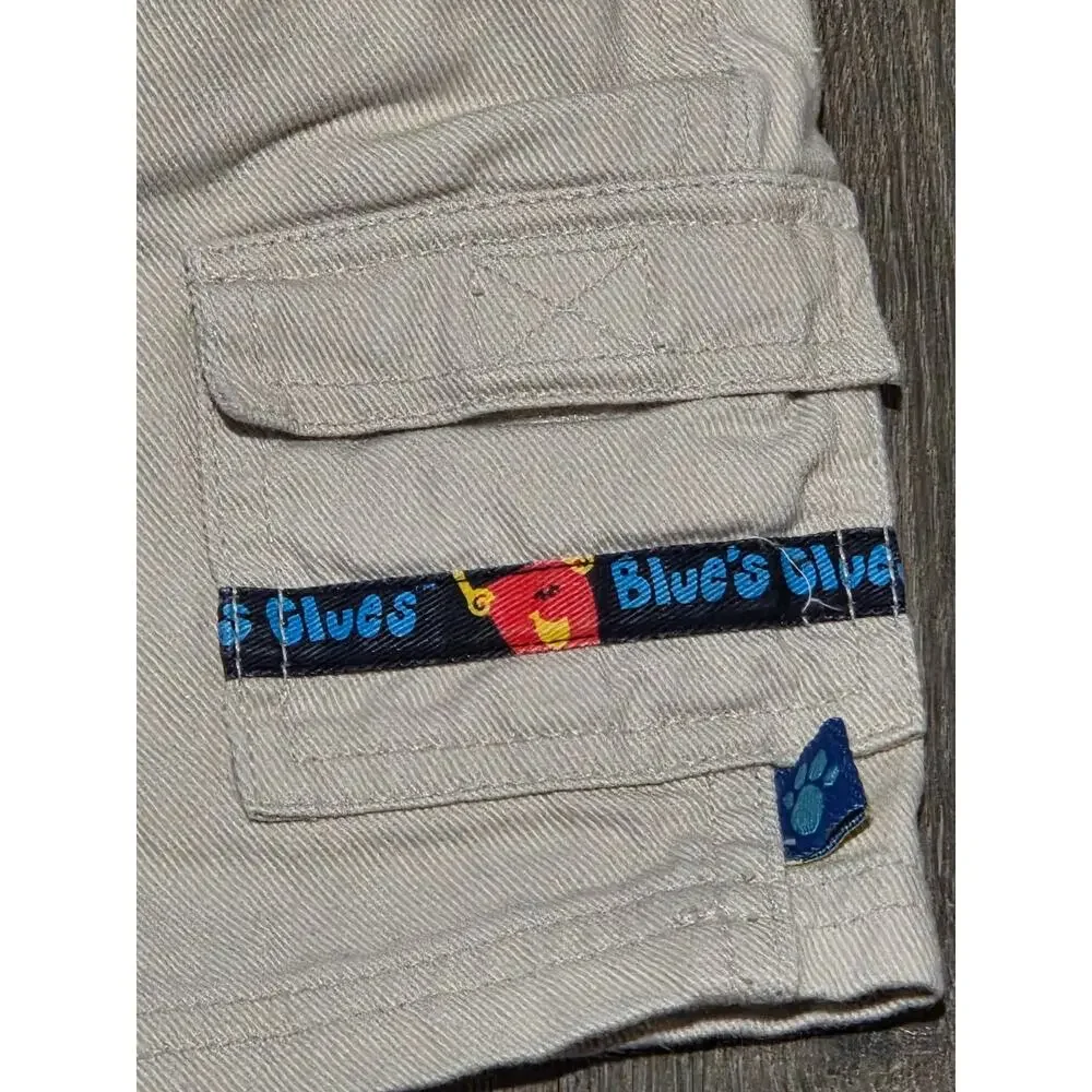 VINTAGE Y2K Nickelodeon Blue's Clues Overall Shorts Toddler 2T Tan Embroidered